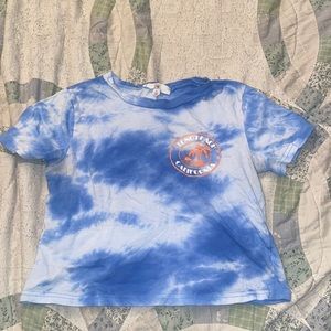 Blue Tie Die Cropped T Shirt size Small
